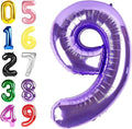 Purple 9 Birthday Balloon, Large 40 Inch Happy 9 19 29 90 Birthday for Men And Women, Foil Balloons Decoratins for Wedding Anniversary, Single, New Year, Halloween Party Syupplies