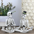 Halloween Decorations Indoor, Gothic Skeleton Couple Decor for Home & Office, 2 Pack Small Resin Skull Figurines, Spooky Tabletop Sculptures for Desk, Bookshelf, Haunted House