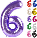 Purple Number 6 Balloon 40 Inch, 6 Balloon Number, 6th Birthday Decorations, Purple Party Supplies for Boys Girls