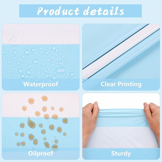 Kesfey 6 Packs Light Blue and White Striped Table Cloth 54 x 108 Inches Bluey Stripe Table Cover Disposable Plastic Beach Tablecloths Waterproof Rectangle Picnic Tablecover for Pool Birthday Party