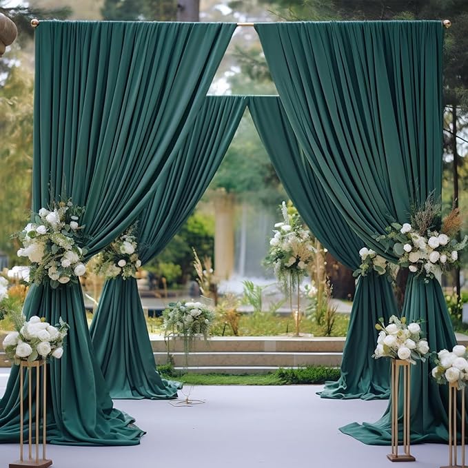 16x10FT Hunter Green Backdrop Curtains for Wedding Parties, Wrinkle Free Polyester Photography Backdrop Drapes for Baby Shower Birthday Parties Stage Background Stand Decorations 4x10ft,4 Panels