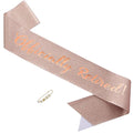 Officially Retired Elegance Sash - Retirement Sash for Both Women and Men with Pearl Safety Pin. Perfect for Retirement Parties, Events, and Thoughtful Novelty Gifts (2 RoseGold, Large)