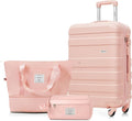 24 Inch Checked Suitcase with TSA Lock Travel Duffel Bag Wet-Dry Toiletry Bag, Pink