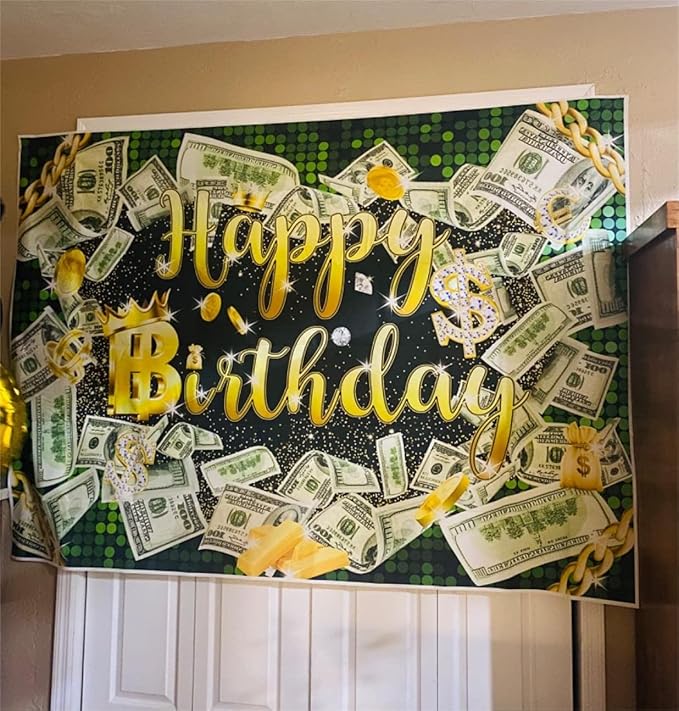 7x5ft Money Birthday Backdrop Money Party Background Dollar Bill Backdrop Hip Hop Background Boy Girl Men Cash Bash Birthday Party Props Photo Booth Decor