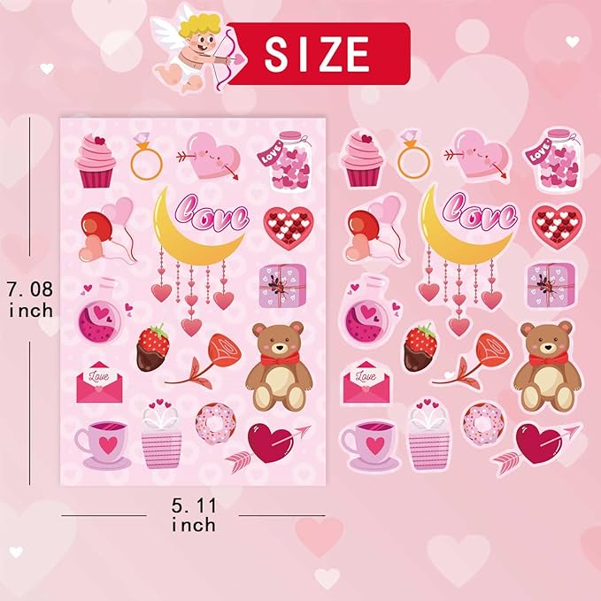 381PCS Valentine Stickers for Kids - Love Stickers Heart Stickers Valentines Day Craft Activities Party Favors Supplies Valentines Day Gift