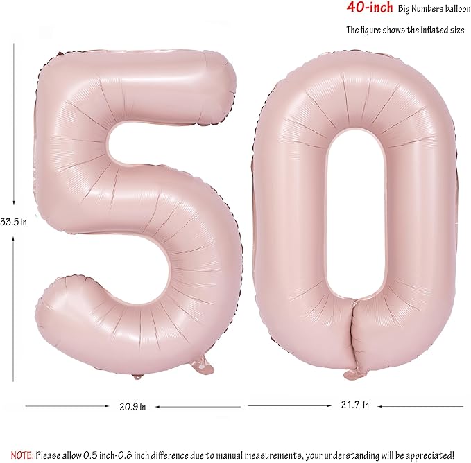 40 In Matte Pink Number Balloons Helium Foil Mylar Balloon Birthday Party banquet Decoration Digital 50