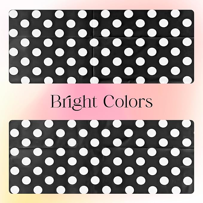 1 Piece Black Polka Dot Rectangle Tablecloth - 54x72" Decorative & Stain Resistant Table Cloth with Polka Dot Pattern, Table Cover for Halloween, Dining, Buffet, Wedding, Camping, Party