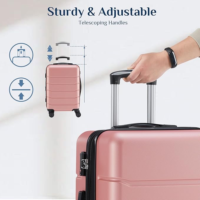 NEWBULIG 28 Inch Carry on Luggage, Lightweight Expandable Rolling Suit Case with TSA Lock, Hard Shell ABS Suitcase with Double Spinner Wheels, Pink
