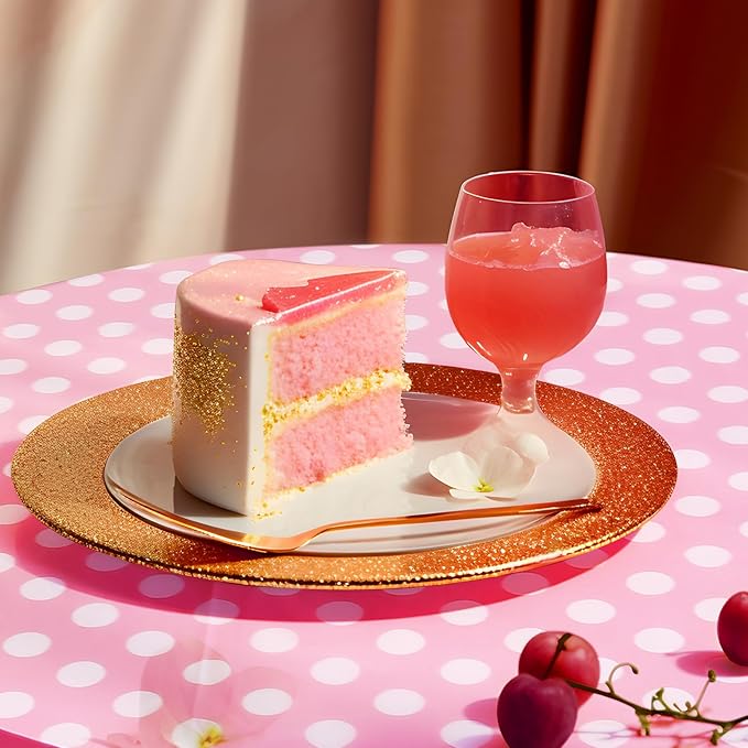 2 Pieces Pink Polka Dot Rectangle Tablecloth - 54x72“ Decorative & Stain Resistant Table Cloth with Polka Dot Pattern, Table Cover for Dining Table, Buffet, Wedding, Camping, Party & Wedding