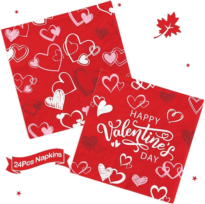 Happy Valentines Plates and Napkins: 121pcs Happy Valentines Party Decorations with Valentines Day Plates and Napkins Sets Happy Vablentine's Day Banner for Room Home Decor