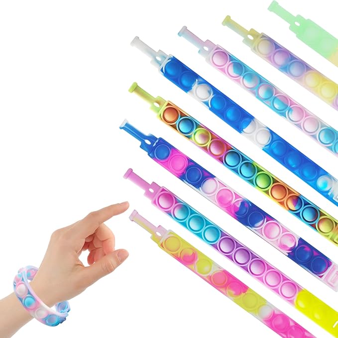 60 Pcs Pop Bubble Bracelet Fidget Toys, Pop Wristband Fidget Bulk Toy for Party Favors Halloween Christmas Valentine Gifts Student Gifts Easter Egg Basket Stuffer Classroom Prizes Goodie Bag for Kids