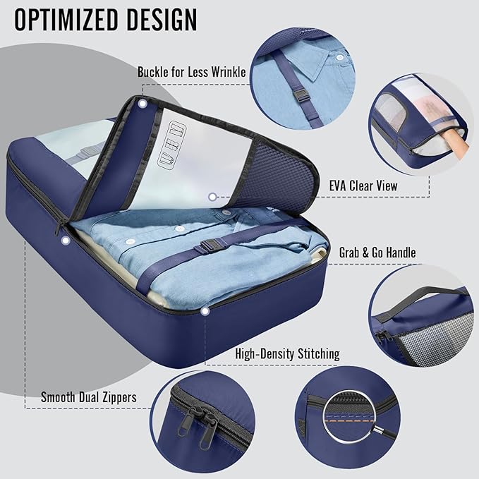Veken 10 Set Packing Cubes for Travel Essentials, Suitcase Organizer Bags in 4 Sizes, Carry-On Luggage Accessories with Large Laundry Bag & Passport Holder, Must-Have for Airplane, Road Trip & Camping
