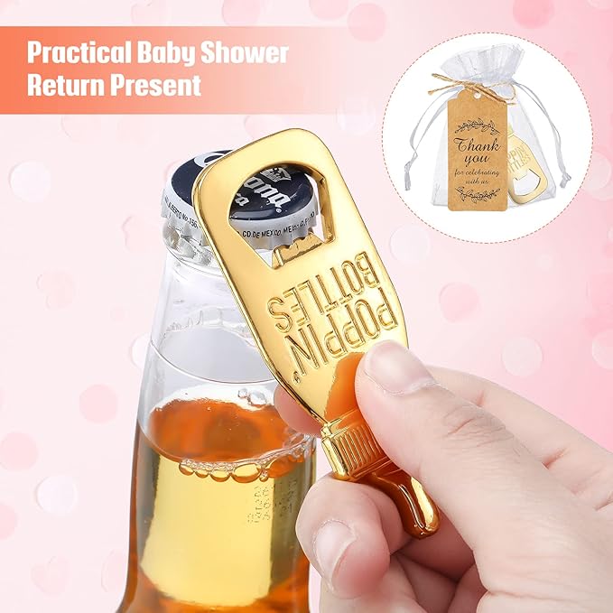 CHENGU Popping Bottle Openers Baby Shower Return Favors for Guests Bottle Opener Decorations and Souvenirs with Organza Bags Thank You Tags for Theme Party Favors (Retro Style,73 Pieces)