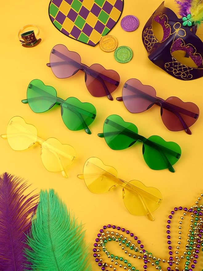 12 Pairs Heart Shaped Sunglasses Rimless Star Glasses for Men Women Party Favors Fun Colorful Glasses Accessories
