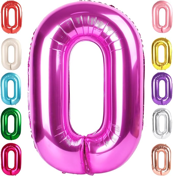 Number 0 Balloons 40 Inch Rose Purple Number Balloons for 10 20 30 40 50 60 70 80 90 100 Numbers Balloon Birthday Decorations Wedding Event Baby Shower