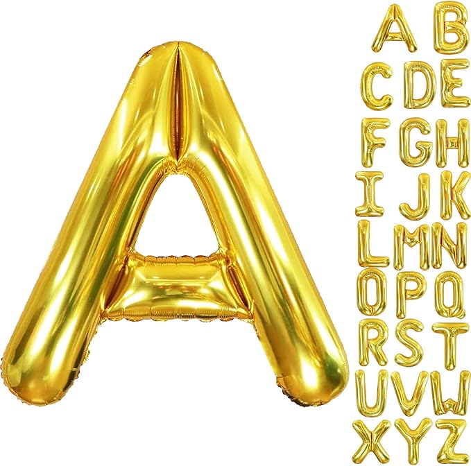 40 Inch Letter Foil Balloons Gold for Graduation, Birthday, Wedding Decorations Jumbo Photo Backdrops Big Alphabet A Balloon
