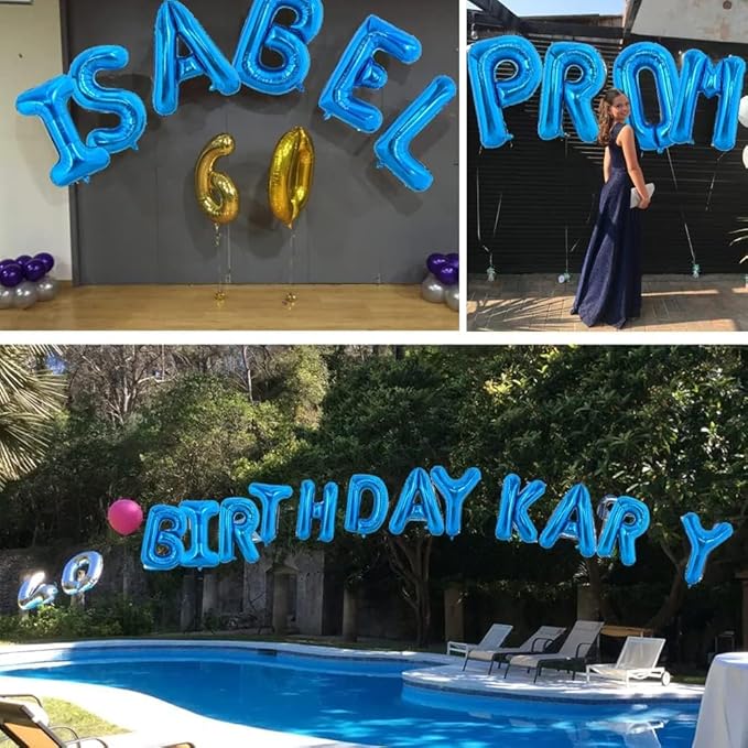 TONIFUL 40 Inch Large Blue Letter A Balloons Giant Alphabet Letter Balloons,Foil Mylar Big Balloons for 2026 Graduation Birthday Party Anniversary New Year Graduation Supplies Decorations