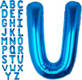 40Inch Blue Letter U Balloon Foil Helium Letter Balloons A-Z Giant Large Mylar Big Party Balloon for Birthday Party Decorations