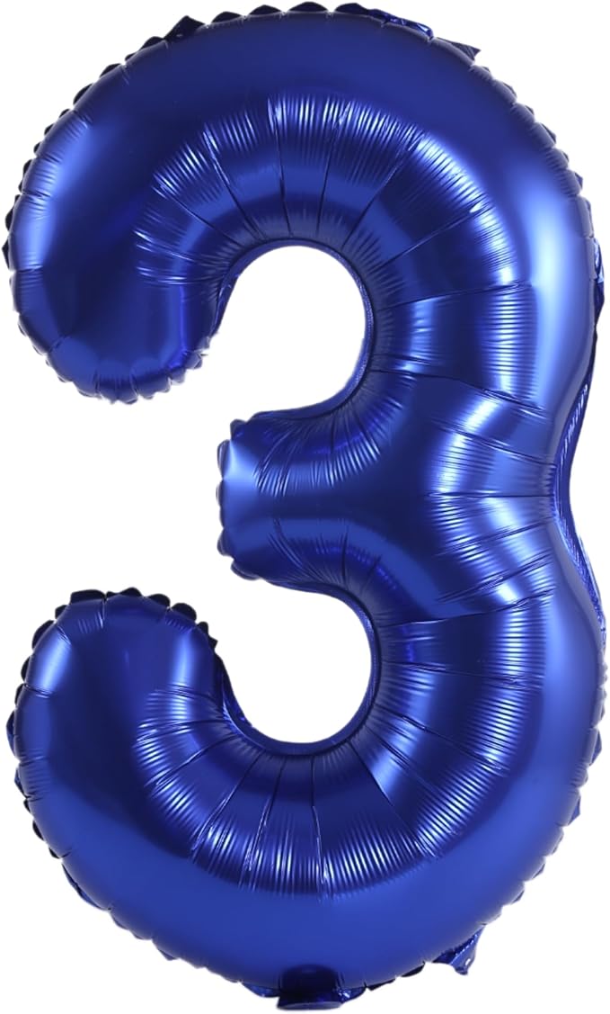 YPSelected 32 Inch Large Foil Helium Number Balloon Birthday Wedding Party 0-9 (Navy Blue, 3)