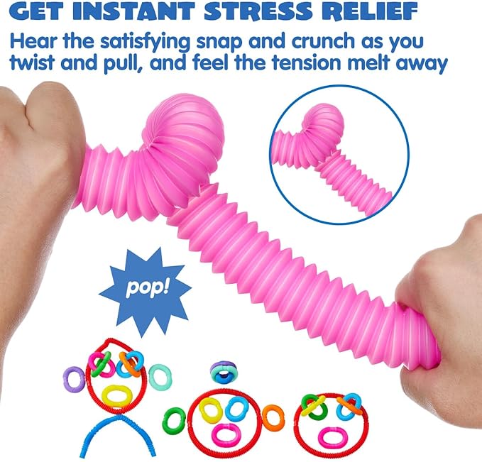 JOYIN 36 Pack Pop Tubes, Sensory Toys (Large) Fidget Toys Party Favors - 9 Colors, Creativity Learning & Fun for Toddler Kids - Perfect for Party, Goodie Bags Stuffers, Classroom School Reward