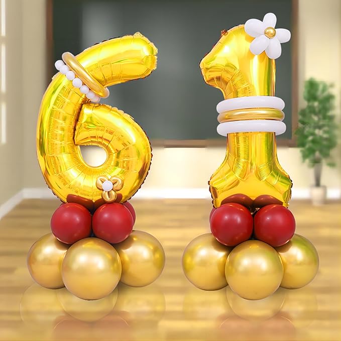 Gold Number Balloons Birthday Balloons - Giant Gold Number 6 Balloon 40 inch, Numbers Balloon Birthday Decorations, Gold Party Supplies for Women Men