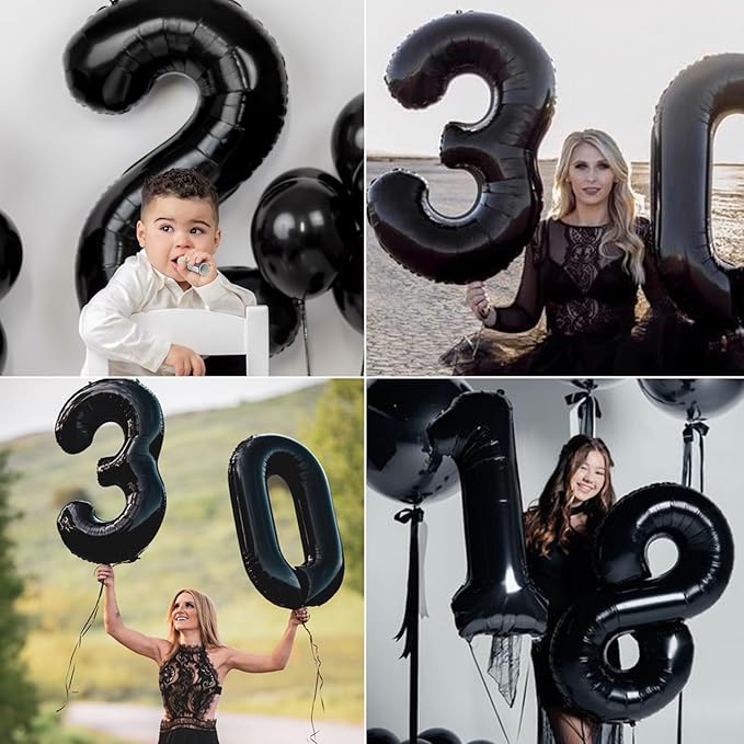 40 Inch Black Number 19 Digital Balloon,Jumbo Mylar Foil Helium Balloon for 19 Balloons for Birthday Party,Wedding Anniversary Party Decorations