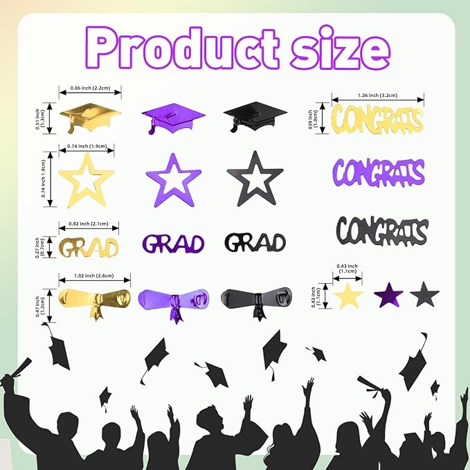 Purple Gold and Black Graduation Confetti 2026, 1000 Pcs Congrats Grad Confetti Class of 2026 Party Table Centerpiece for 2026 Graduation Party Decorations