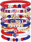 Surfer Heishi Bracelets for Women Stackable Rainbow Vinyl Disc Clay Beaded Stretch Bracelets Elastic Layering Friendship Bracelets Boho Summer Beach Jewelry