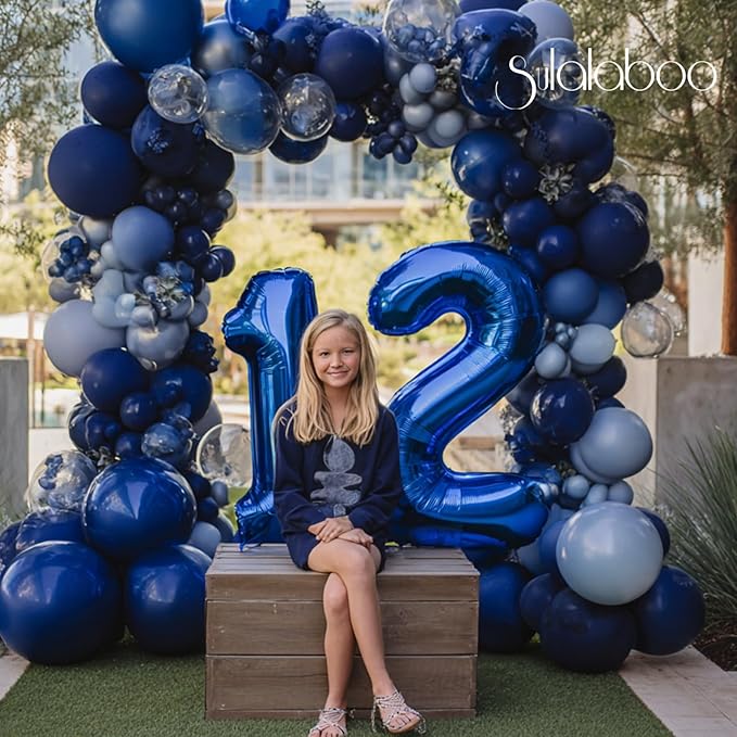 40Inch Navy Blue Number 12 Balloon Large Helium Royal Blue Number Balloons 0-9 Giant Digital 12th Foil Mylar Big Party Balloon for Boy Birthday Party Anniversary Graduation Decorations