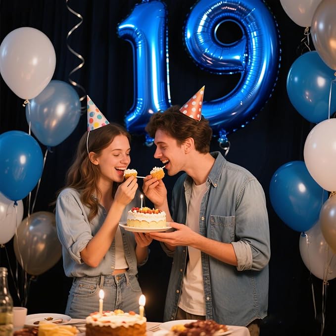 40 Inch Navy blue Number 19 Digital Balloon,Jumbo Mylar Foil Helium Balloon for 19 Balloons for Birthday Party,Wedding Anniversary Party Decorations