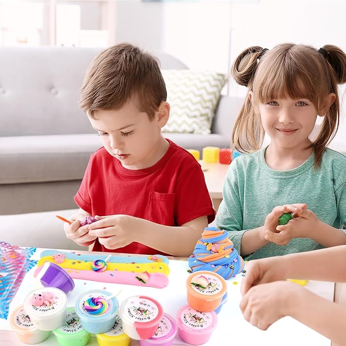 Butter Slime Kit 11 Pack, Scent, Stretchy, and Non-Sticky, with Peach Strawberry, Grape Slime Charms, Stress Relief, Educational Slime, Birthday Gifts Prize Party Favors for Girl Boys Kids 6-12