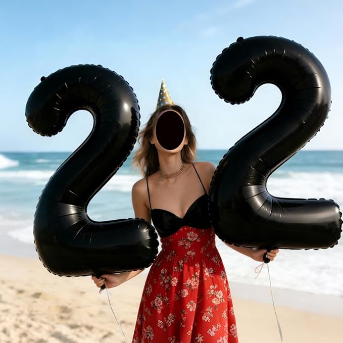 Smlpuame 40 inch Number Balloon 0-9 Black Large Number 25 Balloons,Digital Balloons for Birthday Party Celebration Decorations Supplies, Helium Foil Number Balloons for Wedding Anniversary