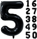 40 inch Black 5 Number Balloon Giant Foil Helium Balloons Black Large Digital Balloon 5 Number 5 Balloons for 5th Birthday Party Decorations Anniversary Events Decoration Supplies