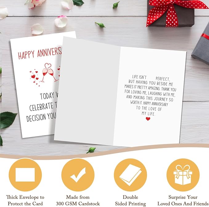 Qiliji Funny Anniversary Card for Men Women, Romantic Anniversary Card for Husband Wife Boyfriend Girlfriend, Best Decision You Ever Made, Love of My Life