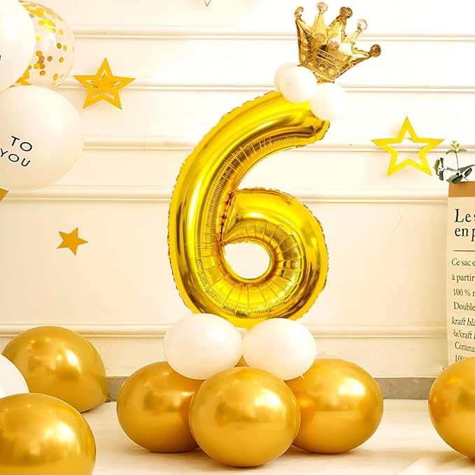 Gold Number Balloons Birthday Balloons - Giant Gold Number 6 Balloon 40 inch, Numbers Balloon Birthday Decorations, Gold Party Supplies for Women Men