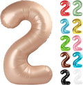 Light Brown Number 2 Balloon 40 Inch, 2 Balloon Number, 2nd Birthday Decorations for Baby Girls Boys Toddlers