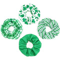 St.Patrick's Day Hair Ties for Woman Girls Green Striped Plaid Shamrock Hair Scrunchies Elastic Irish Lucky Leaf Hair Tie St.Patricks Party Supplies Hair Accessories