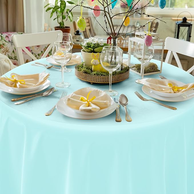 24Pack Round Pastel Color Tablecloths,Plastic Pastel Rainbow Tablecloth Disposable Round Table Covers for Baby Shower, Wedding,Girls Birthday Party and Ice Cream Party Decoration,6Color, 84 Inch