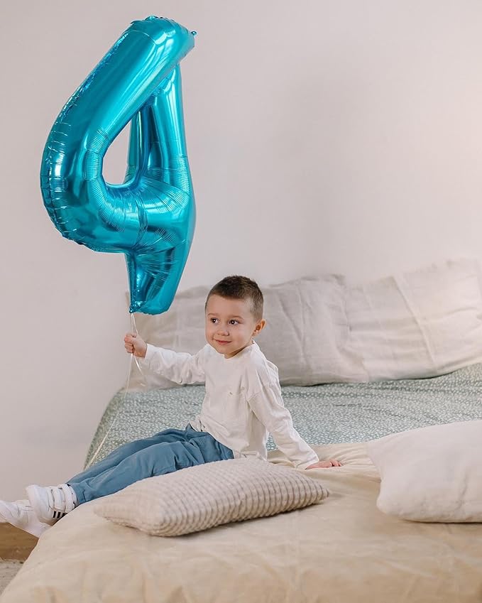 Light Blue Number 6 Balloon 40 Inch, 6th Birthday Party Decorations for Children, Giant 6 Foil Balloon for Party Supplies