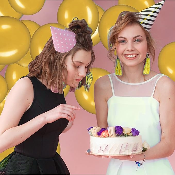 Link Balloons 6 Inch - 100 Pcs Quick Link Balloon Latex Linking Balloons Connected Linkable Balloon Birthday Wedding Party Decorations(Gold)