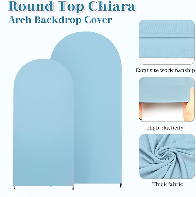 3-Piece Arch Backdrop Cover, Stretchy Spandex Wedding Arch Covers 4FT, 5FT, 6FT for Round Chiara Arch Stand, Blue Arch Cover for Photo Background Happy Birthday Party Banquet Ceremony Decor