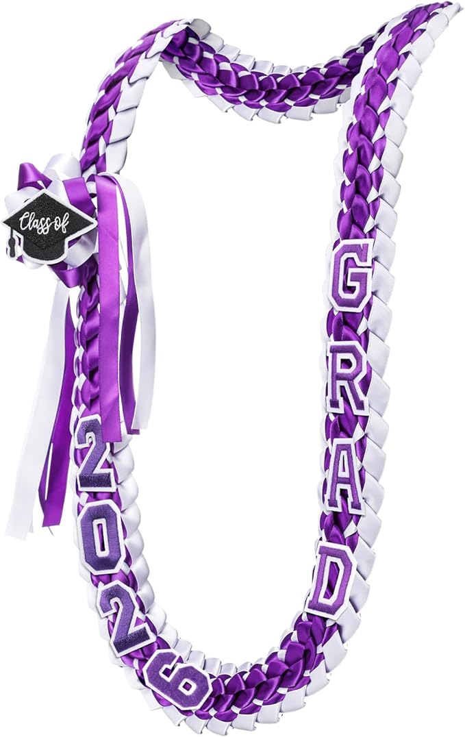 Hotop 2026 Graduation Leis Class of 2026 Grad Ribbon Money Lei Handmade Double Braided Necklace for Graduation Gifts Supplies