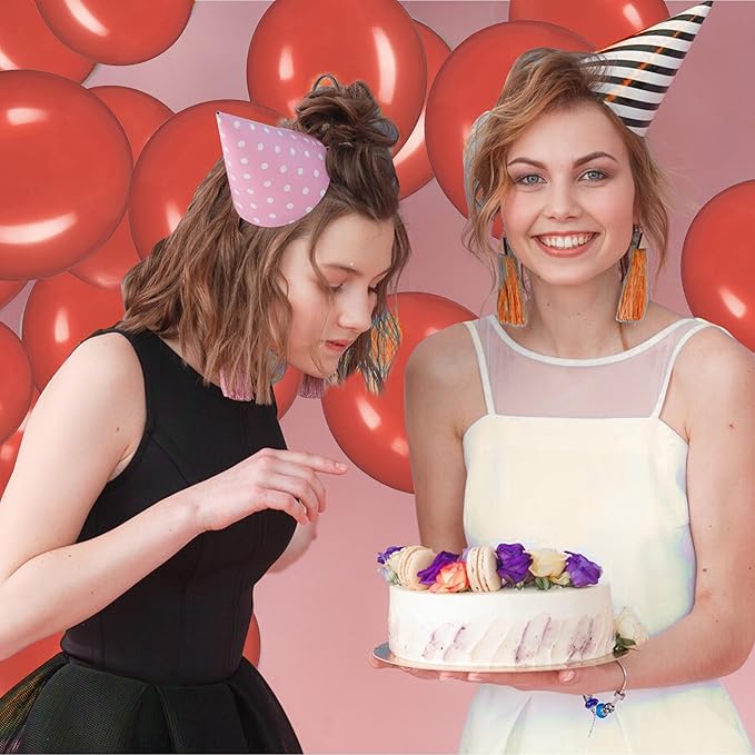 Link Balloons 6 Inch - 100 Pcs Quick Link Balloon Latex Linking Balloons Connected Linkable Balloon Birthday Wedding Party Decorations(Dark Red)