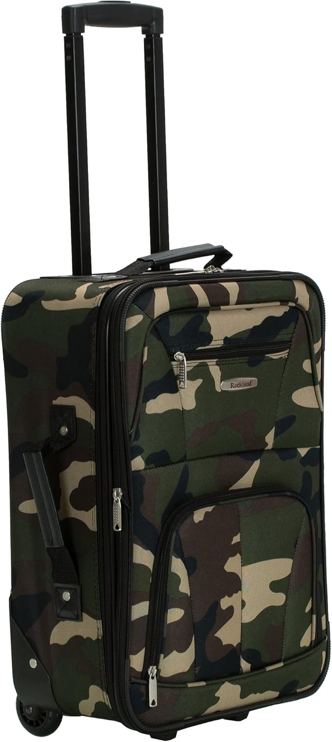 Rockland Fashion Softside 4 Piece Luggage Set, Expandable, (14" Tote/19"/24"/28"), Camo