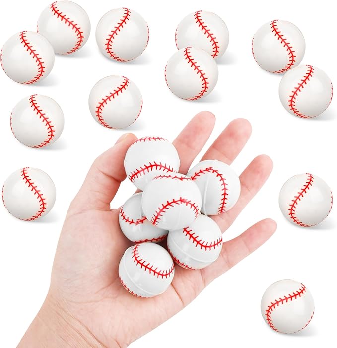 24 Pcs Baseball Bouncy Balls for Kids, 32mm Rubber Bounce Sport Balls Bulk for Party Favors, Goodie Bag Fillers, Easter Gift Bag Stuffers, Basket Stuffers, Classroom Prizes, Carnival Party Supplies