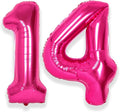 SUWEN 40 Inch Hot Pink Large 14 Number Balloons Big Foil Helium Number Balloons 0-9 Jumbo Happy 14th Mylar Birthday Party Decorations for Girl or Women 41 Anniversary Party Supplies