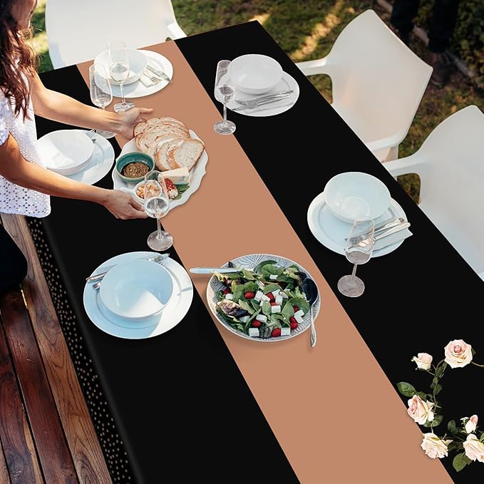 Childom 3 Pack Graduation Tablecloth,Graduation Decorations Class of 2026 Graduation Party Decorations,54"x108"Black Rose and Gold Plastic Table Cloth Disposable for Home,School,Birthday,Wedding,Party