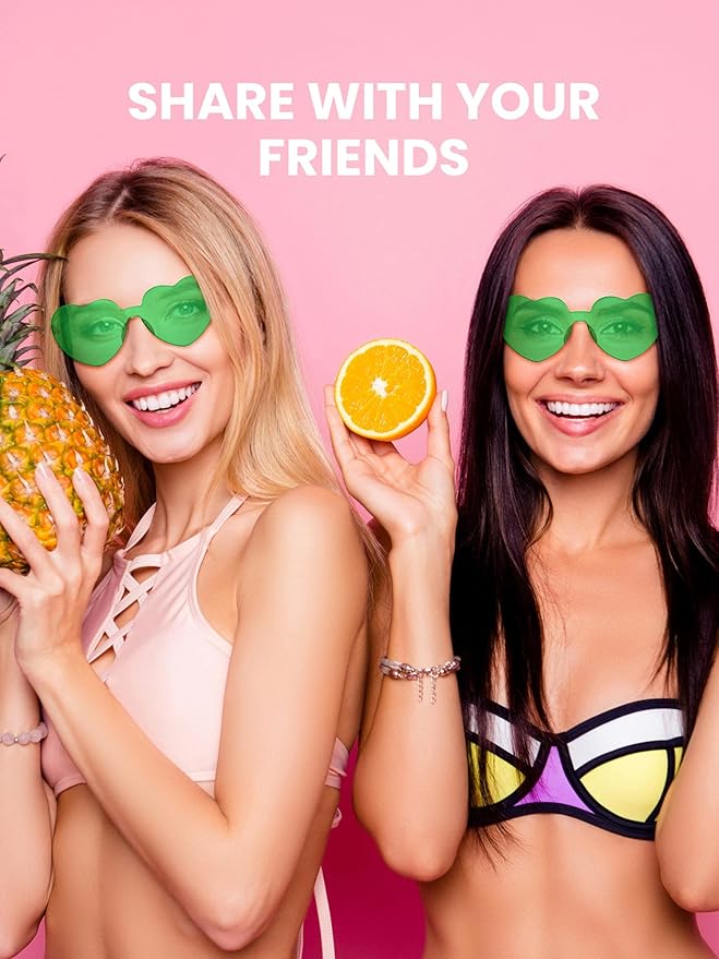 Weewooday 40 Pairs Heart valentines Glasses Rimless Heart Shaped Frameless Sunglasses Transparent Sunglasses Tinted Eyewear