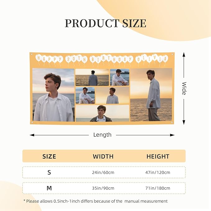 Custom Happy Birthday Banner Personalized Banners and Signs with Photo Name for Women Men Kids Party Decorations Supplies Indoor Outdoor Birthday Gifts Style 10