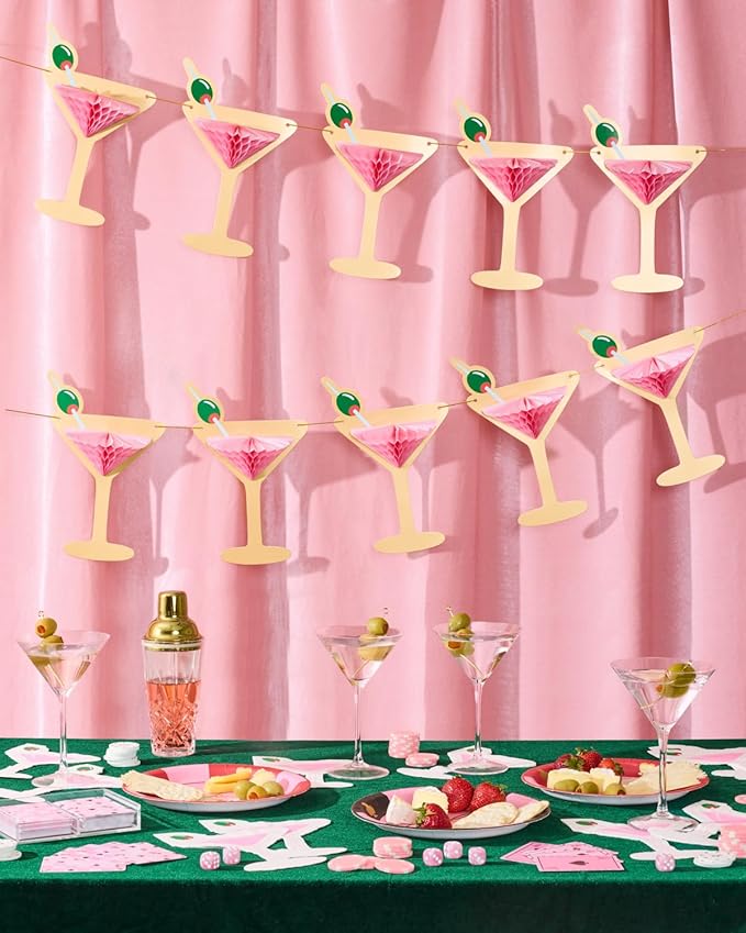 xo, Fetti Martini 3D Pop Up Gold Foil Banner - 5 Ft. | Bachelorette Decoration, Birthday Party Sign, Casino Decor, Girl Cocktail Backdrop, Vegas Photo Booth Background